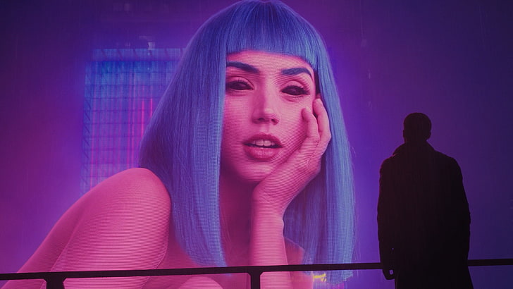 Blade Runner RPG, women, blue hair, joi, blade runner 2049