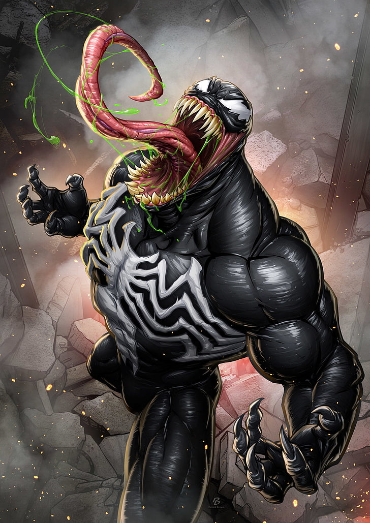 Cool Venom Sketch, day, muscular, spiderman, closeup Free HD Wallpaper