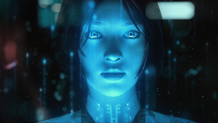 Cortana App, halo 4, human face, communication, cyberspace