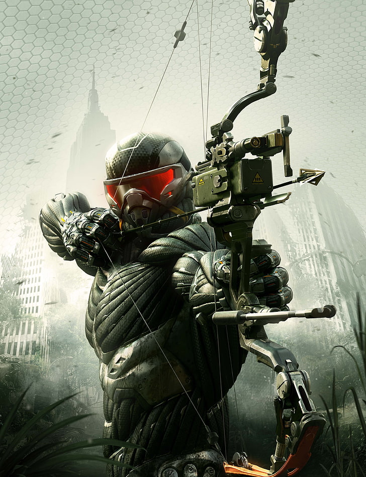 Crysis PC, crysis 3, clothing, battle, machine gun Free HD Wallpaper