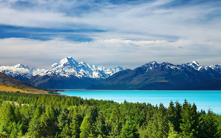 full, lake, pukaki, zealand