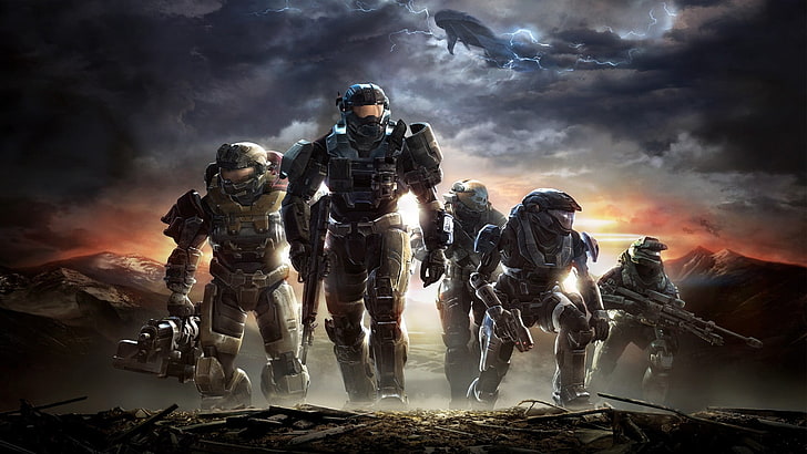 Halo Reach Multiplayer, smoke  physical structure, outdoors, people, weapon Free HD Wallpaper