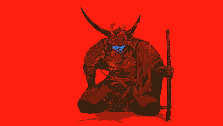 Japanese Samurai Demon Mask, antler, one person, costume, studio shot Free HD Wallpaper