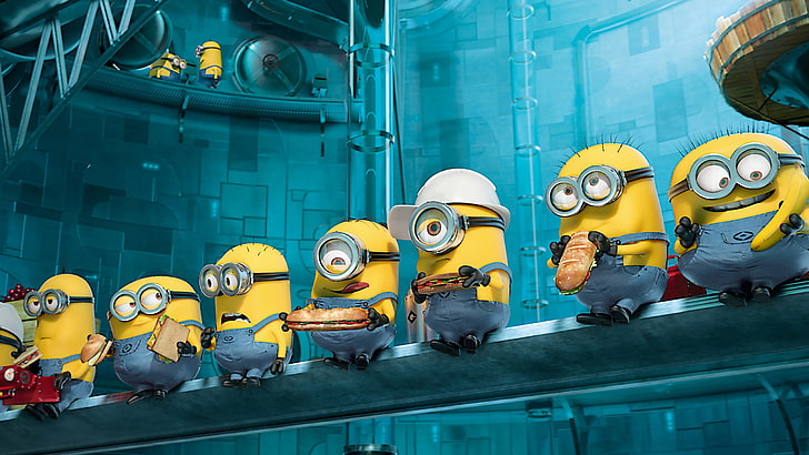 Minions Banana, minions, working, headwear, protection Free HD Wallpaper