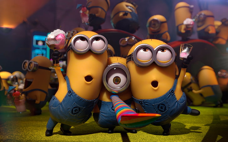 Minions Wishing Happy Birthday, despicable me, representation, musical instrument, outdoors Free HD Wallpaper