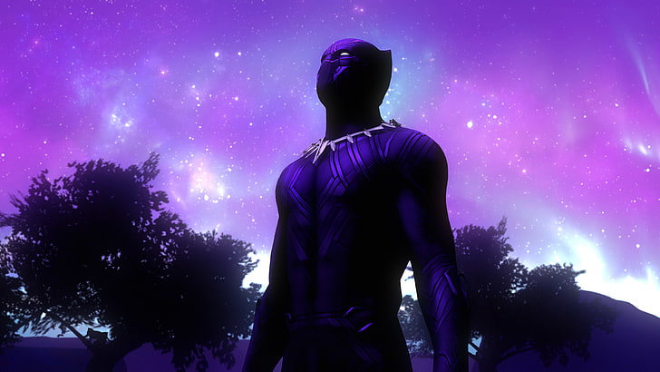 Purple Pink Panther, black panther, purple sky, marvel comics, purple suit Free HD Wallpaper