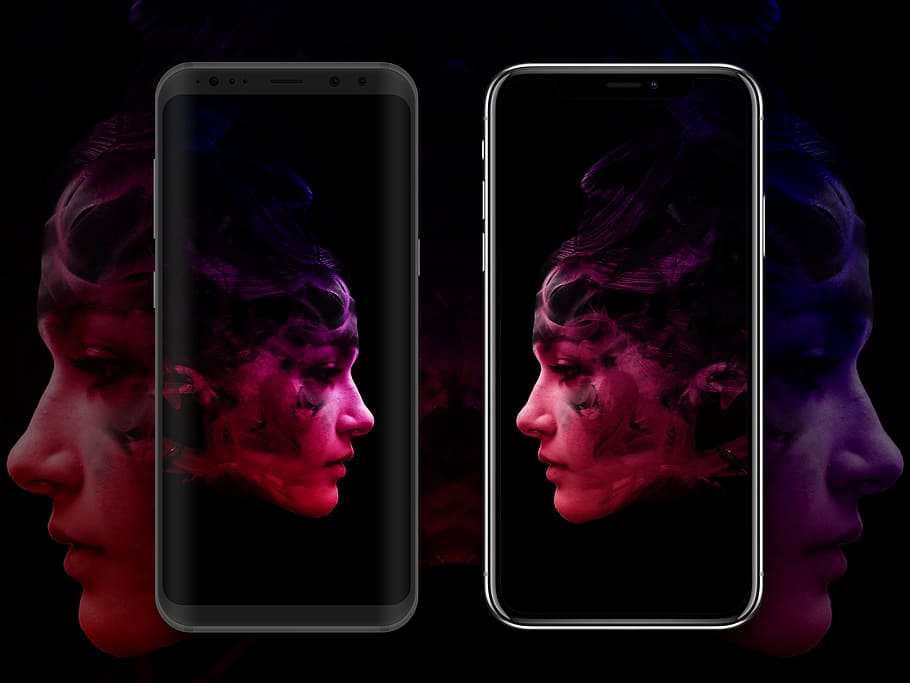 Samsung Galaxy S9 Colors, multi colored, smoke  physical structure, human face, cellular Free HD Wallpaper