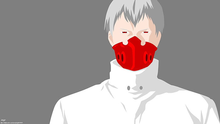 Tokyo Ghoul Gas Mask, anime, mask, boy, minimalist Free HD Wallpaper