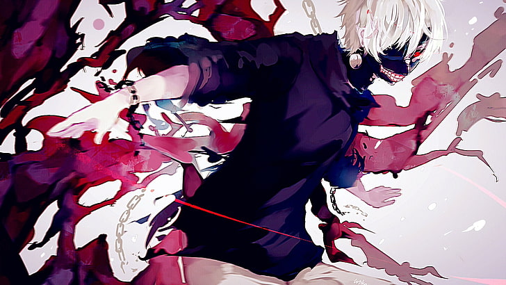 Tokyo Ghoul Touka Kirishima, ken kaneki, white hair, anime, tokyo ghoul Free HD Wallpaper