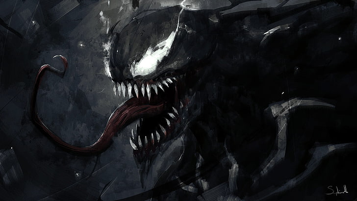 Venom Eddie Brock, spiderman, indoors, marvel comics, animal head Free HD Wallpaper