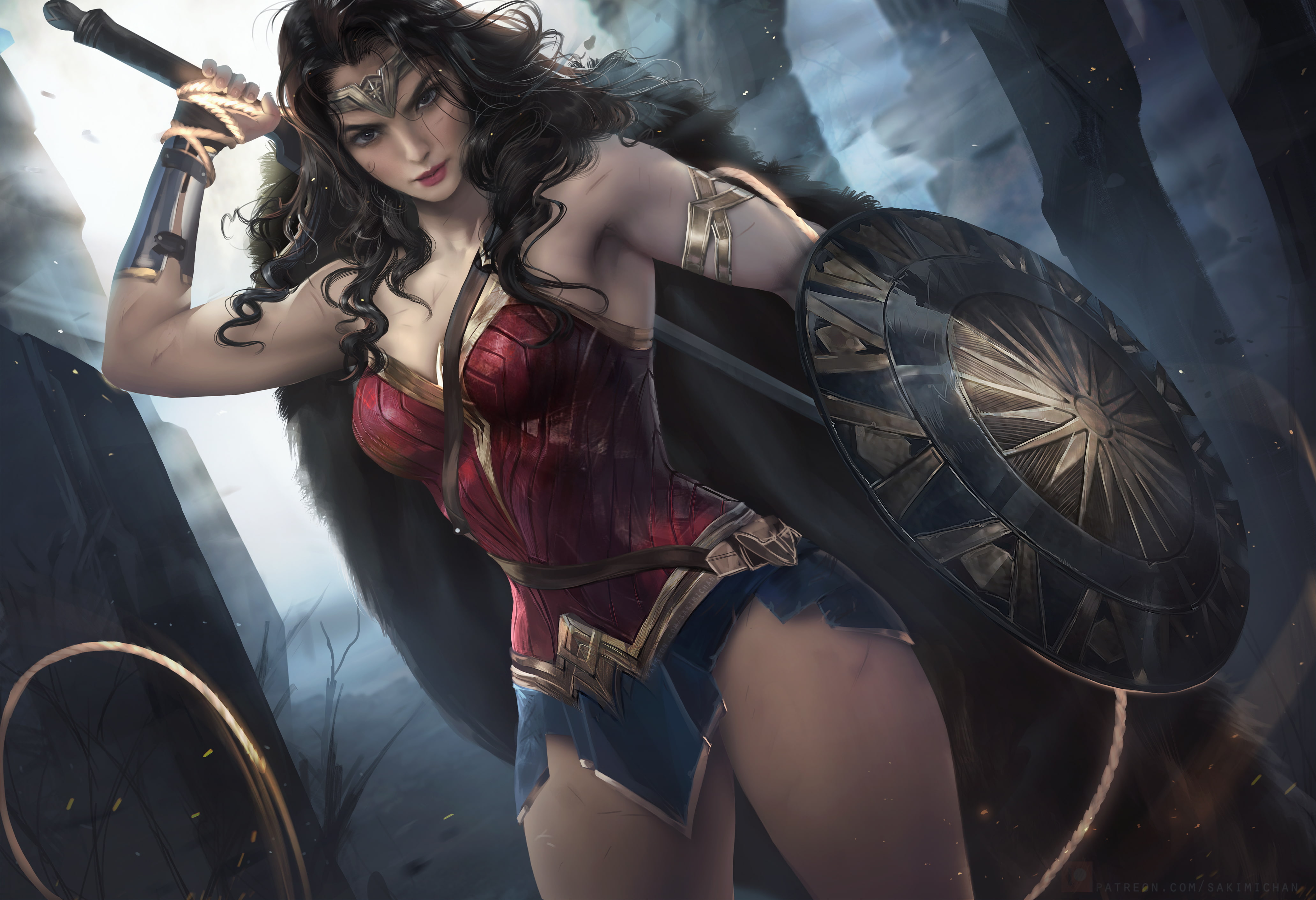 Wonder Woman Anime Art, justice league, whips, movies, wonder woman