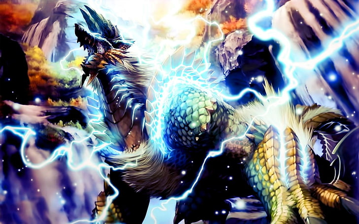 Zinogre Fan Art, animal wildlife, swimming, undersea, zinogre