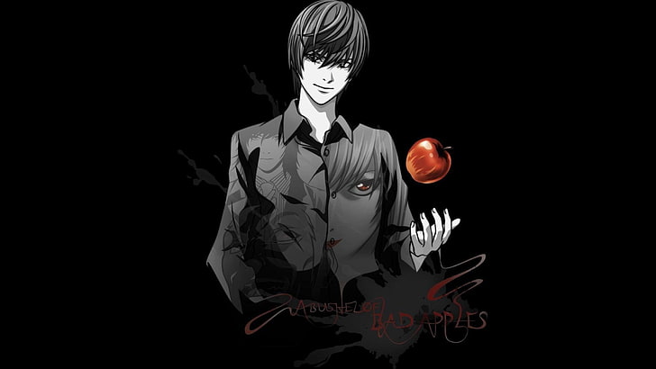AnimeKage Death Note, black background, studio shot, yagami light, one person Free HD Wallpaper