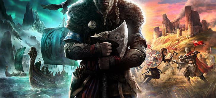 Assassin's Creed Ragnarok, assassins creed valhalla, sword, ultrawide, armor Free HD Wallpaper