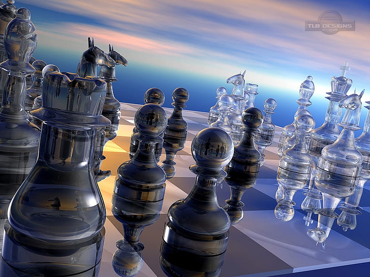 Chess Board Art, 3d chess table, art, virtual, chess Free HD Wallpaper