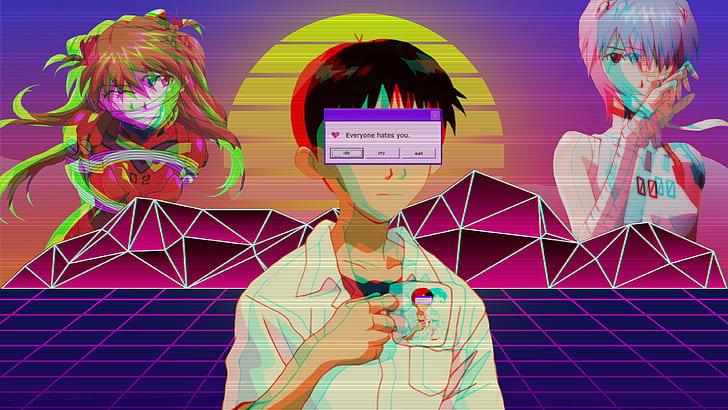 Code Geass, vaporwave, evangelion, neon genesis evangelion Free HD Wallpaper