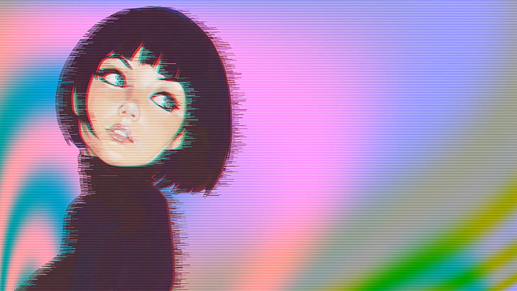 Cute Anime Aesthetic Vaporwave, ilya kuvshinov, artwork, women, vaporwave Free HD Wallpaper