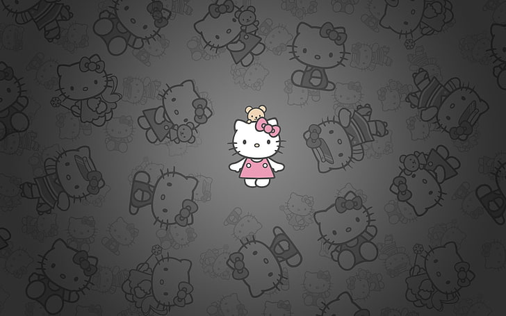 Cute Pink Hello Kitty, floral pattern, design, choice, hello kitty Free HD Wallpaper