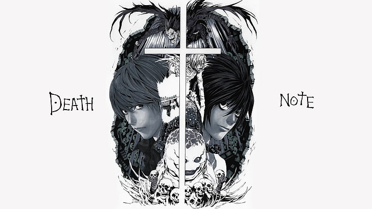 Death Note Anime HD, adult, white background, one person, art and craft Free HD Wallpaper
