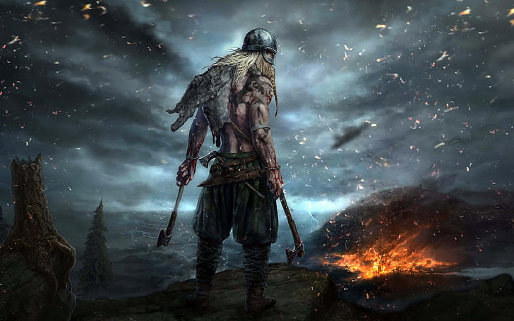 Gaming Download, viking, front view, high, tree