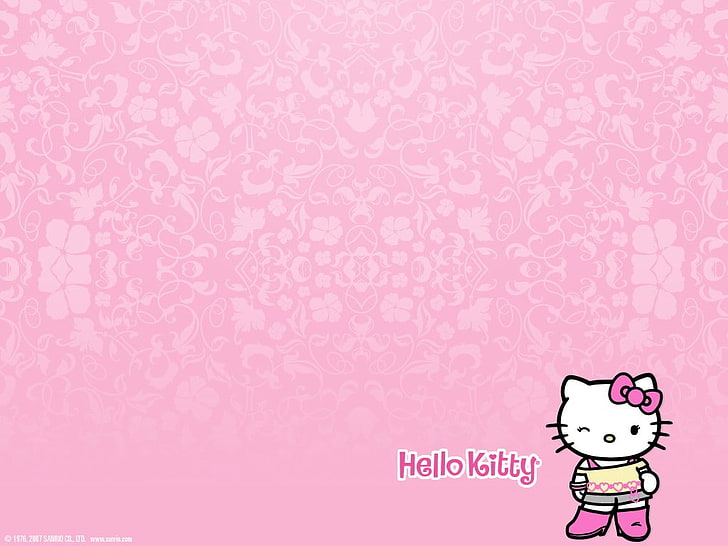 Hello Kitty Baby, drawing  art product, closeup, pink background, hello kitty Free HD Wallpaper