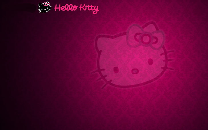 Hello Kitty Neon Pink, anime, purple, wall, hello Free HD Wallpaper