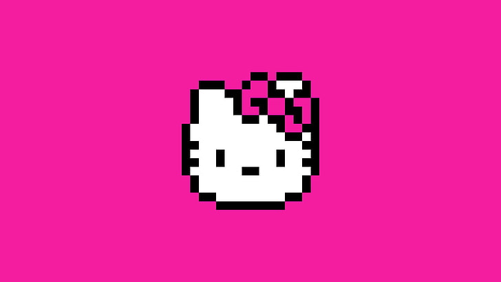 Hello Kitty Pixel, colored background, pixelated, hello kitty, cut out Free HD Wallpaper