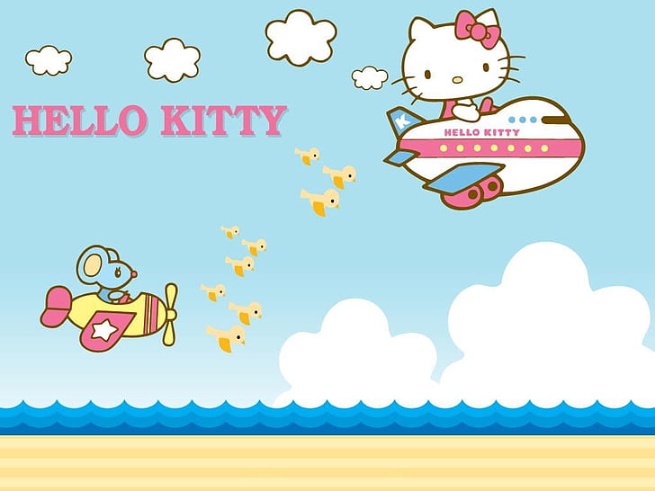 Hello Kitty Vocaloid, dress, clouds, hello, art Free HD Wallpaper