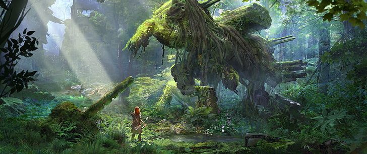 Horizon Dawn Zero 3440X1440, forest, green color, nature, growth Free HD Wallpaper