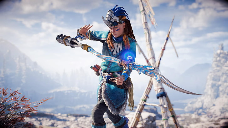 Horizon Zero Dawn Frozen Wilds, holding, vacations, sport, outdoors Free HD Wallpaper