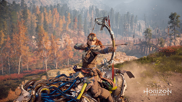 Horizon Zero Dawn Weapons, autumn, metal, mech animals, land Free HD Wallpaper