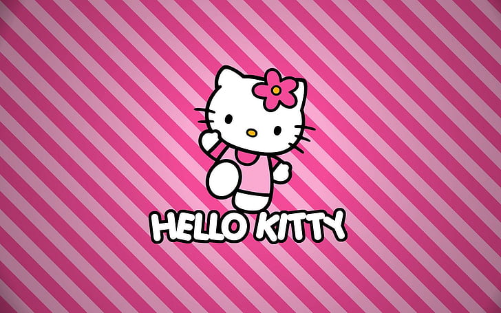 Kawaii Hello Kitty, pink, flower, cat, cartoon Free HD Wallpaper