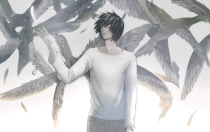 L Death Note, lifestyles, palm tree, anime boys, adult Free HD Wallpaper