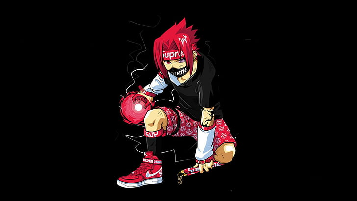 Lil Uzi Vert, Uchiha Sasuke, uchiha sasuke, supreme, redhead Free HD Wallpaper