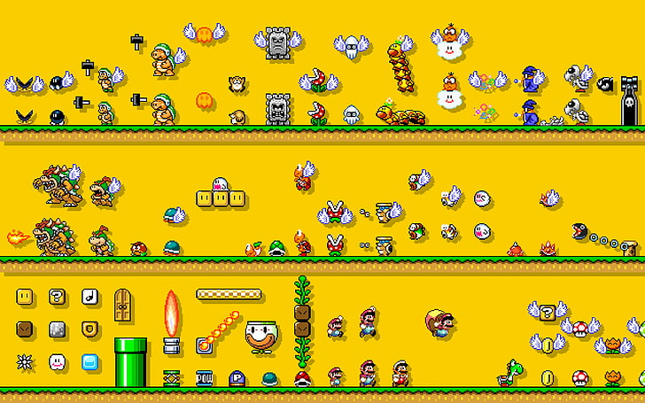 Mario Bros 1 Sprites, mario bros, letter, mario, full frame Free HD Wallpaper