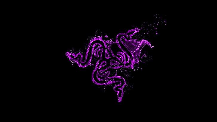 Pink Razer Logo, black background, no people, indoors, purple Free HD Wallpaper