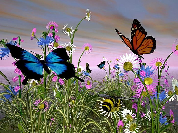 Pretty Animated Butterfly, nature, animals, butterflies, HD