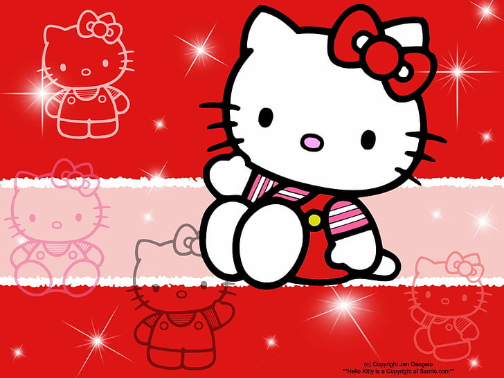 Pretty Hello Kitty, white, cartoon, kitty, kitten