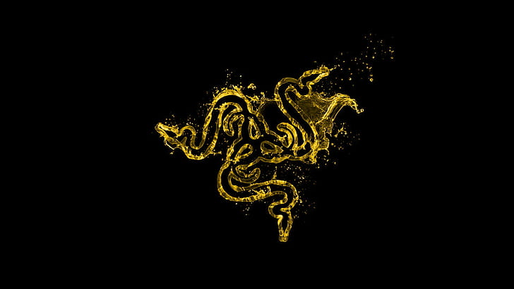 Razer 2560X1440, gold, razer, simple, minimalism