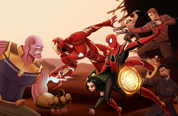 spiderman, superheroes, thanos, deviantart Free HD Wallpaper