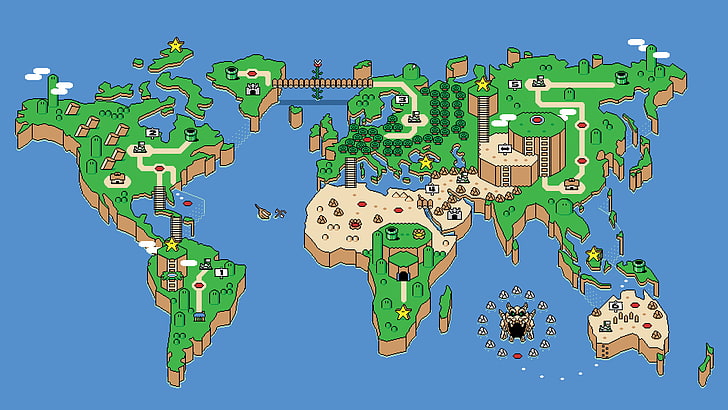 Super Mario 3D Land World Map, drawing  activity, doodle, collection, creativity Free HD Wallpaper