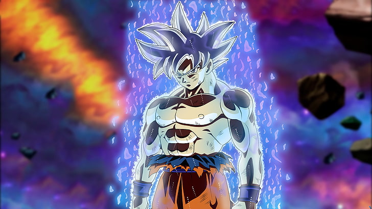 Ultra Instinct Goku vs Jiren, illuminated, mastered ultra instinct, grey hair, human representation Free HD Wallpaper