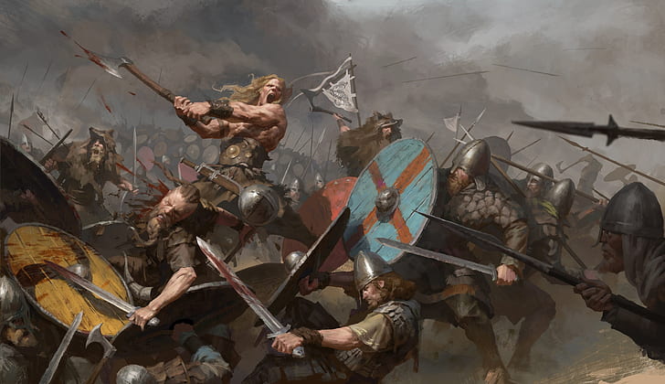 Viking Woman Warrior in Battle, fantasy art, warrior, vikings, war Free HD Wallpaper