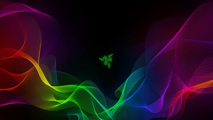 White Razer, abstract, waves, razer, colorful