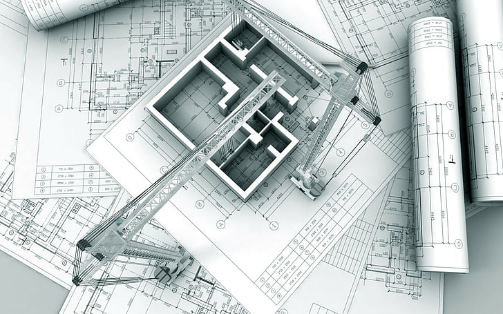 3D Building Modeling, crane, blueprint, 1920x1200 Free HD Wallpaper