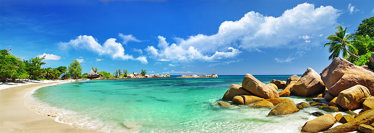 Anse Lazio Seychelles, tropical climate, waters edge, praslin island, beauty Free HD Wallpaper