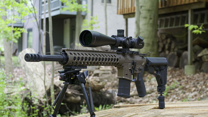 AR Wood Stock Rifle, camo, ar15, semiautomatic, multicam Free HD Wallpaper