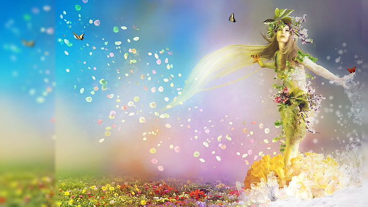 Beautiful Fairy, natural, blowing, people, excitement Free HD Wallpaper