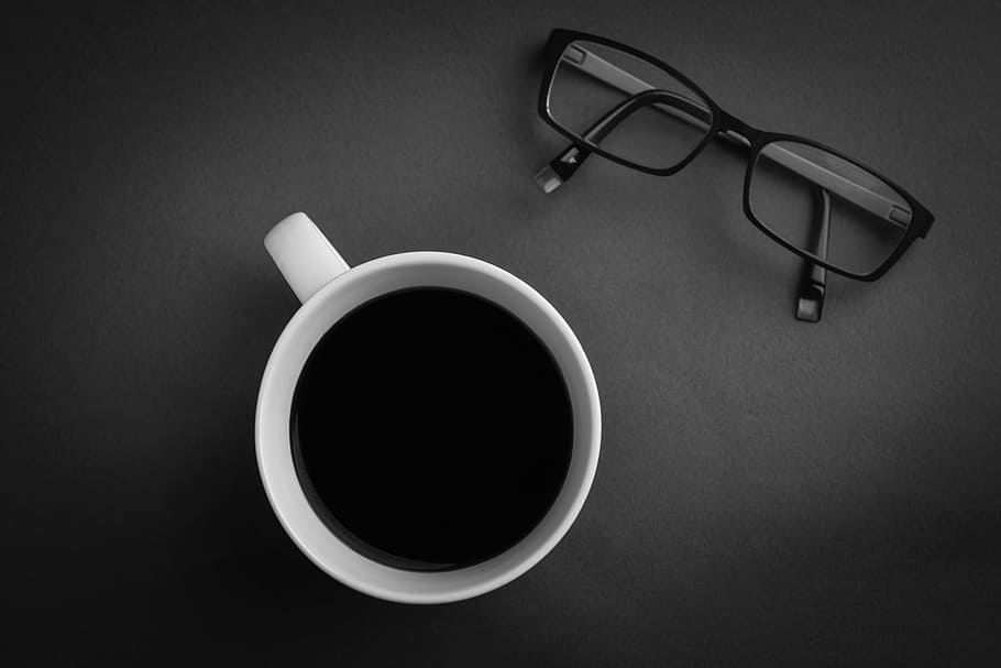 Black Coffee, no people, workplace, high angle view, still life