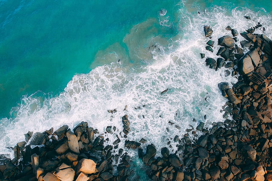 Cartoon Island Birds Eye View, sea, drone view, power in nature, day